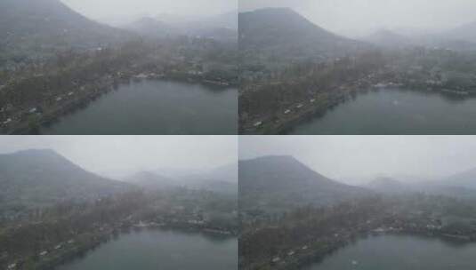 雪中西湖航拍高清在线视频素材下载