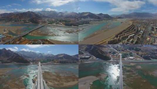 拉萨柳梧桥航拍高清在线视频素材下载