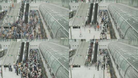 延时摄影8K｜城市交通地铁站台换乘人流量高清在线视频素材下载
