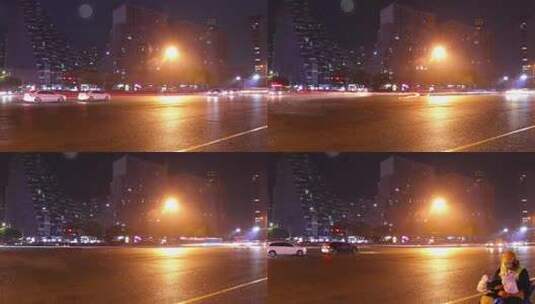 高清实拍夜景人流车流视频高清在线视频素材下载