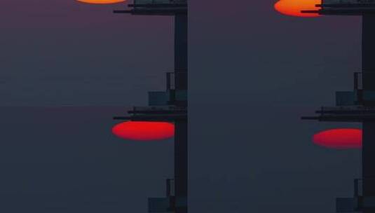城市高楼住宅建筑阳台剪影与夕阳落日延时高清在线视频素材下载
