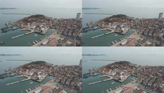 原创 烟台市港口码头风光航拍高清在线视频素材下载