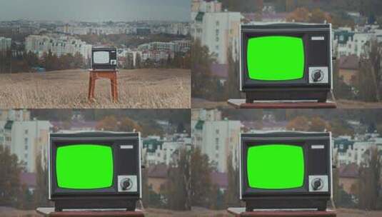 旧电视绿色背景高清在线视频素材下载