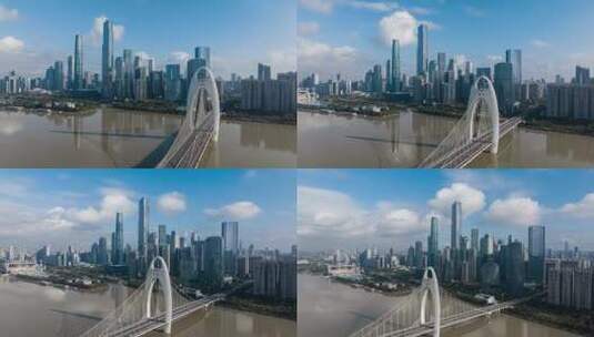 【4K】航拍广州猎德大桥珠江新城CBD延时高清在线视频素材下载