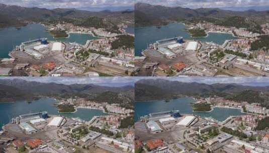 白天克罗地亚普洛切港的鸟瞰图——无人机拍摄高清在线视频素材下载