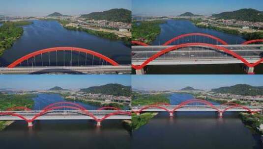 航拍漳州马洲大桥建筑风光高清在线视频素材下载