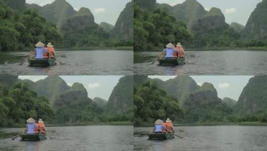 越南下龙湾沿河乘船游览高清在线视频素材下载
