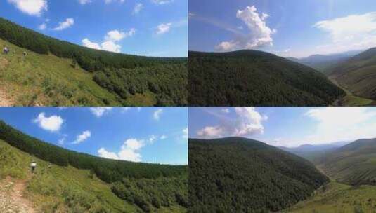 山林上空蓝天白云的自然风光景象高清在线视频素材下载