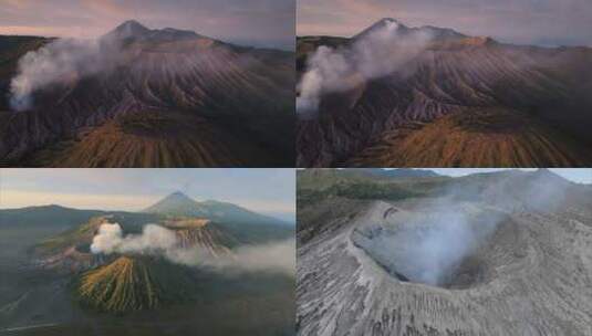 印尼布罗莫火山地球上最像月球的地方航拍4K高清在线视频素材下载