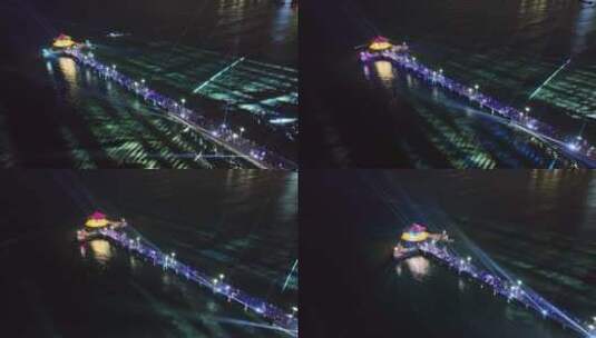 山东青岛栈桥激光秀灯光秀高清在线视频素材下载
