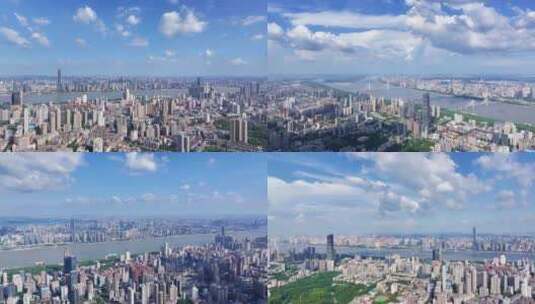 航拍武汉江岸区武昌区城市全景高清在线视频素材下载