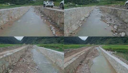 乡村振兴农村河道灌溉水渠建设河道清理高清在线视频素材下载