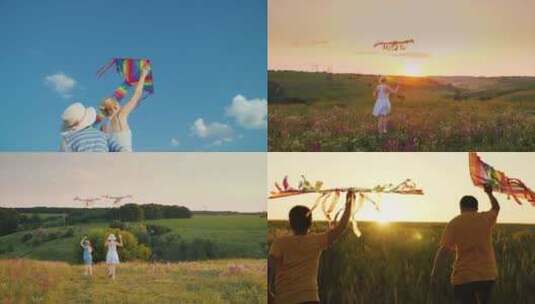【合集】在草地上放风筝高清在线视频素材下载