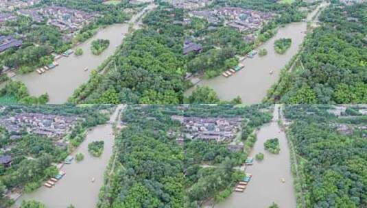 中国扬州瘦西湖景区航拍高清在线视频素材下载