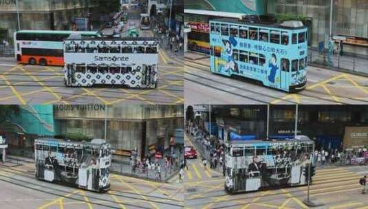 香港街头叮叮车高清在线视频素材下载
