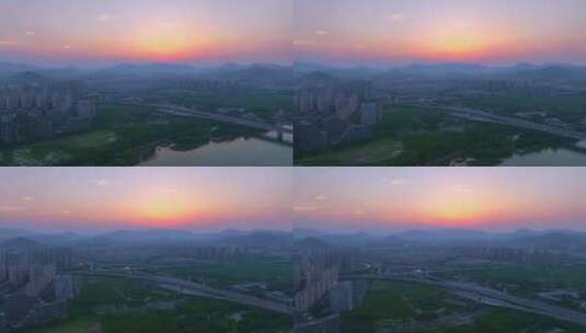 杭州麦岭沙立交桥日落高清在线视频素材下载
