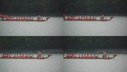 上海东方绿舟端午划龙舟比赛高清在线视频素材下载