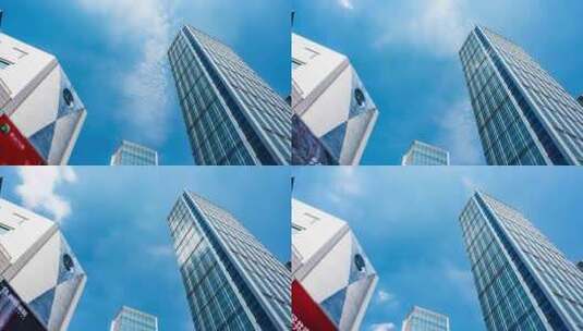 时间流逝高层企业建筑摩天大楼的低角度高清在线视频素材下载
