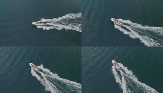 用一架无人驾驶飞机拍摄一艘船。高清在线视频素材下载