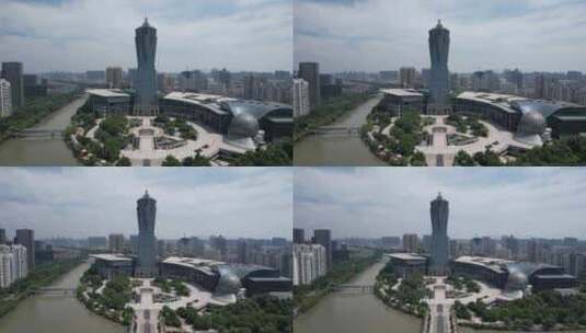 杭州西湖广场航拍高清在线视频素材下载