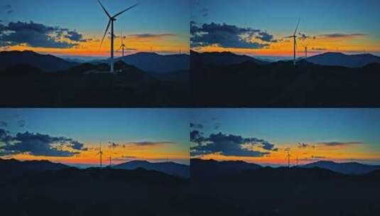 大风车风力发电日出日落高清在线视频素材下载