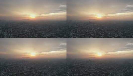 江苏苏州城市日落晚霞夕阳航拍高清在线视频素材下载