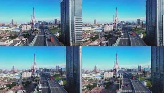 上海市杨浦大桥城市环境高清在线视频素材下载