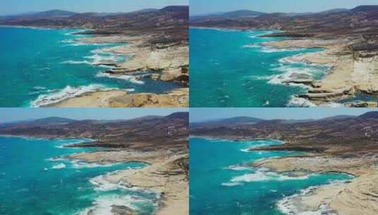 萨拉基尼科海滩。米洛斯岛。希腊。从无人机上观看。白天的海景。高清在线视频素材下载