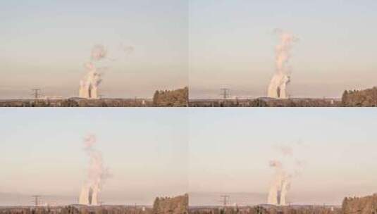 蒸汽在泰梅林发电厂的烟囱上上升。高清在线视频素材下载