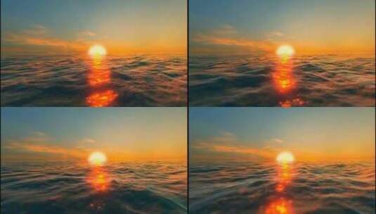 漂亮的日落海浪-大海空境-三维动画-高清在线视频素材下载