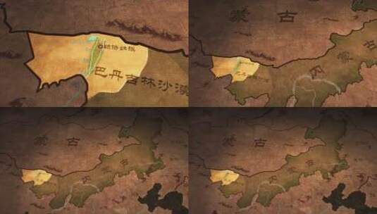 古代地图外蒙古内蒙古额济纳历史地图的动画高清在线视频素材下载