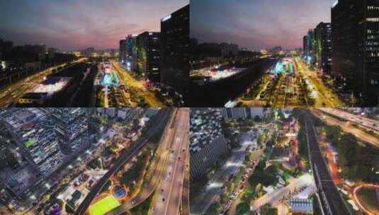 南京新城科技园不夜城夜景高清在线视频素材下载