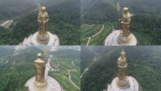安徽九华山大愿文化园99米地藏王菩萨圣像高清在线视频素材下载