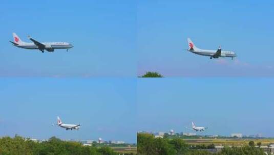 国际航空 飞机 航班 飞机降落 厦门高崎机场高清在线视频素材下载