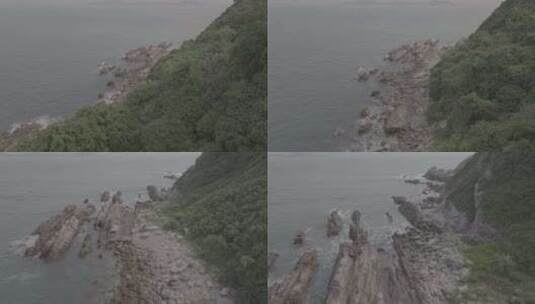 深圳大鹏城杨梅坑海岸礁石航拍高清在线视频素材下载