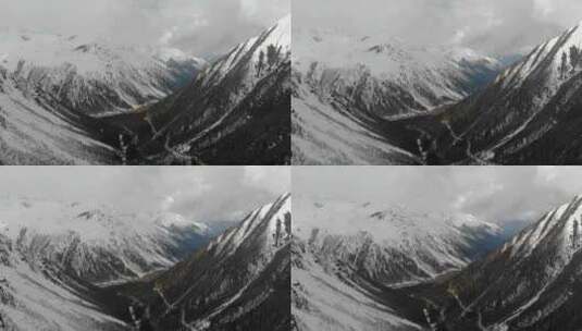 航拍西藏林芝墨脱公路嘎隆拉山雪山风光高清在线视频素材下载