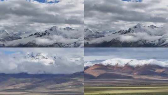航拍西藏玛旁雍措山脉雪山风光高清在线视频素材下载