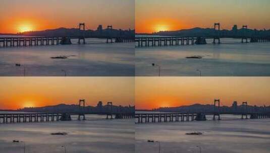 大连星海湾大桥日落延时视频高清在线视频素材下载