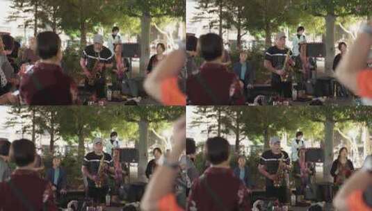 广州街头老年合唱团高清在线视频素材下载