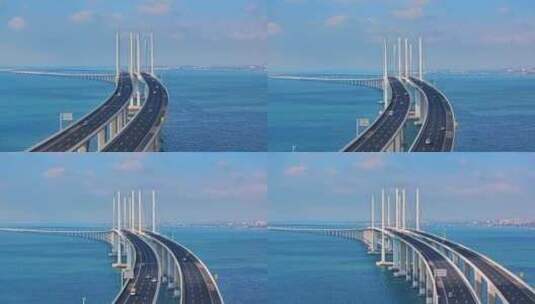 青岛胶州湾跨海大桥胶州湾大桥航拍高清在线视频素材下载