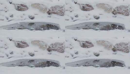 室外温泉下大雪高清在线视频素材下载