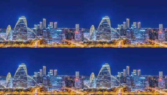 北京望京SOHO城市夜景全景延时高清在线视频素材下载