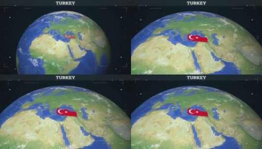 带国旗的土耳其地图高清在线视频素材下载