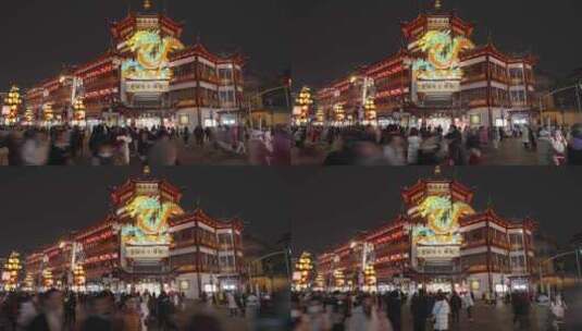 上海豫园灯会人流高清在线视频素材下载