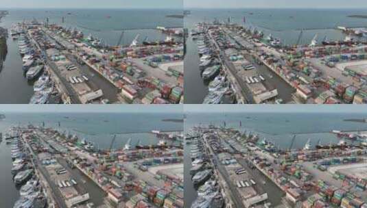 原创 印尼雅加达港口码头运输物流航拍风光高清在线视频素材下载