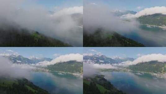 湖边生活与雄伟的山景在Zell Am s高清在线视频素材下载