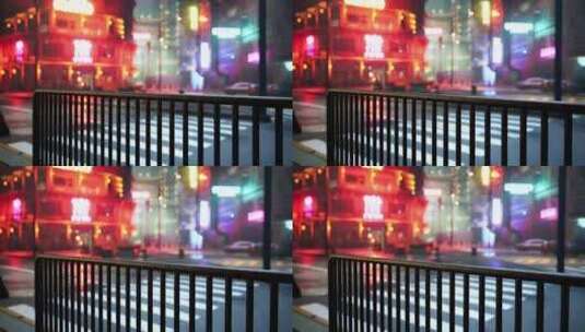 霓虹灯下的城市街道高清在线视频素材下载