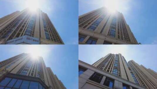 仰视城市的高楼大厦高清在线视频素材下载