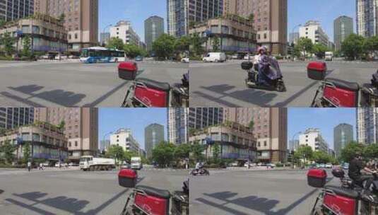 杭州市区车流人流延时摄影高清在线视频素材下载
