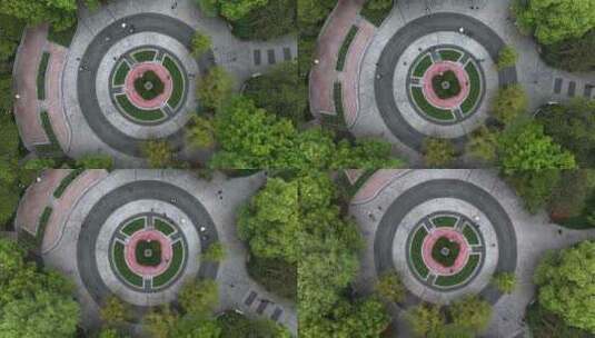 杭州西湖志愿军雕像园林广场航拍高清在线视频素材下载